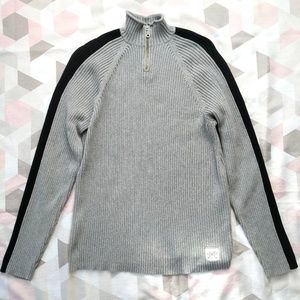 Vintage Guess Chunky Ribbed Knit Sweater Mock Neck 1/4 Zip Long Sleeve Size L